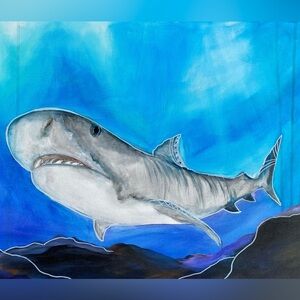 Original painting shark art acrylic on canvas Hawaiian art